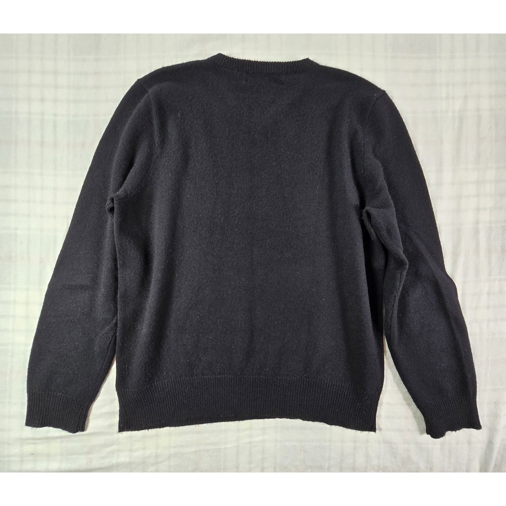 Polo Ralph Lauren Sweater Men 100% Lambswool V-Neck Purple Pony Logo Black L - Picture 3 of 13